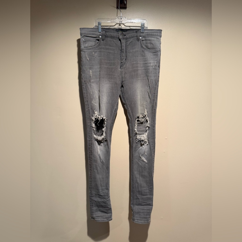 Oro Los Angeles grey Distressed knee skinny Jean